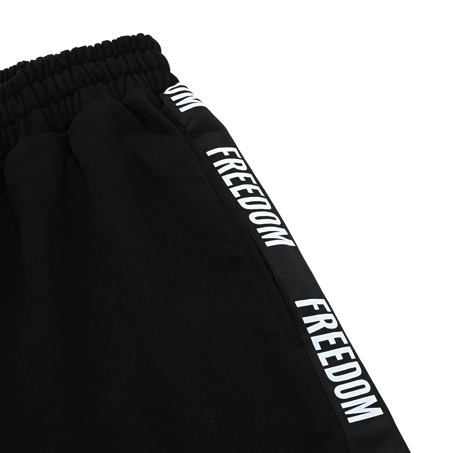 Freedom Lettering Bermuda Cotton Shorts (Black)