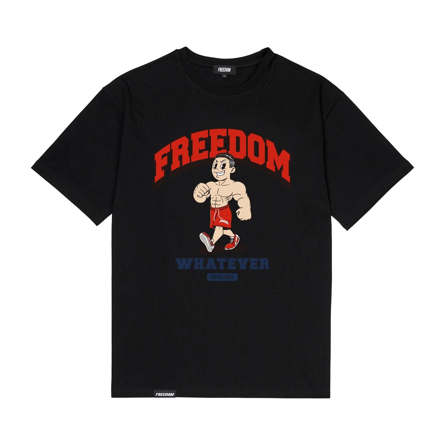 Freedom man printing T-shirt (black)