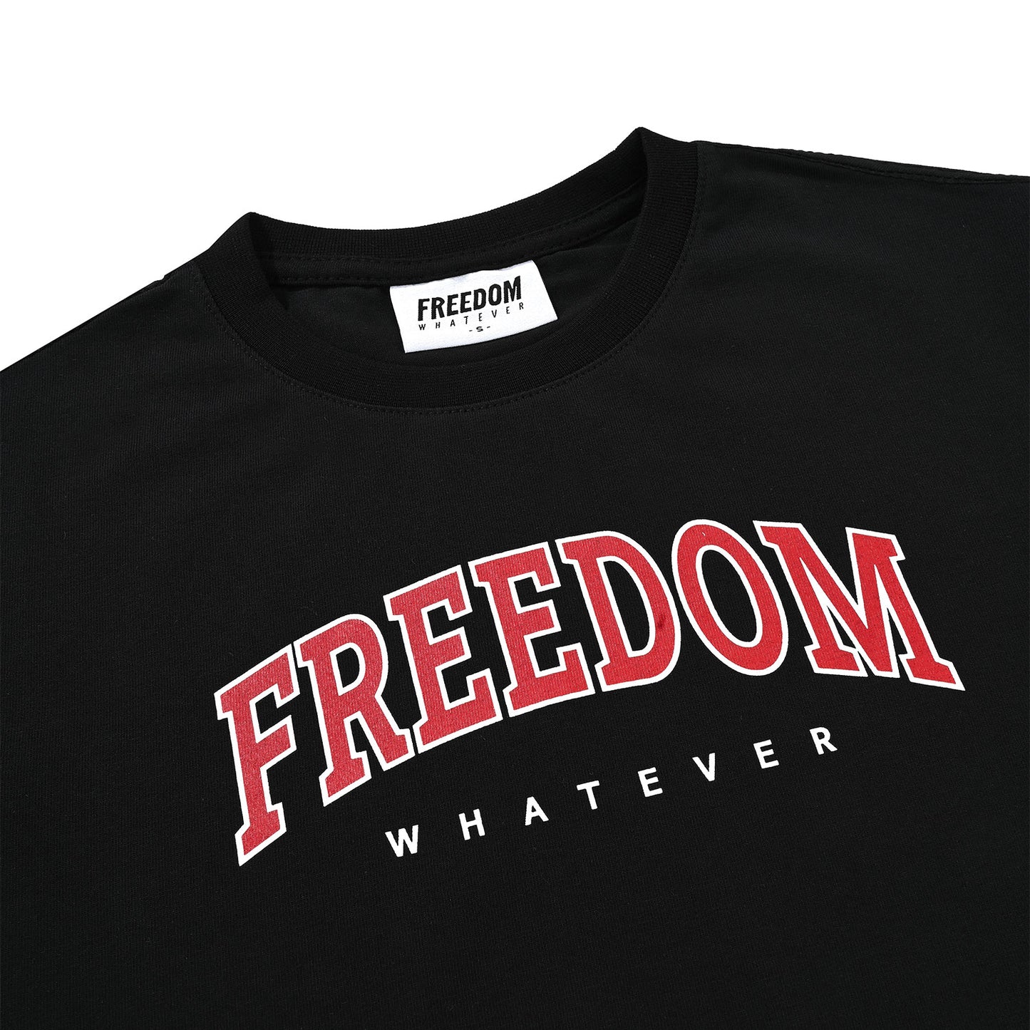 Freedom arch logo semiover fit crop T-shirt (black/red)