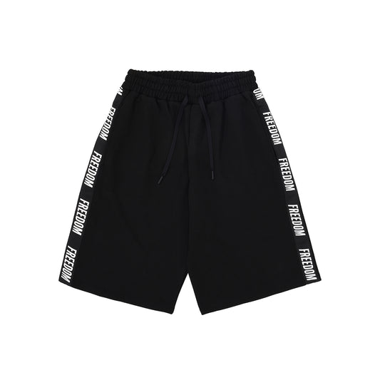 Freedom Lettering Bermuda Cotton Shorts (Black)