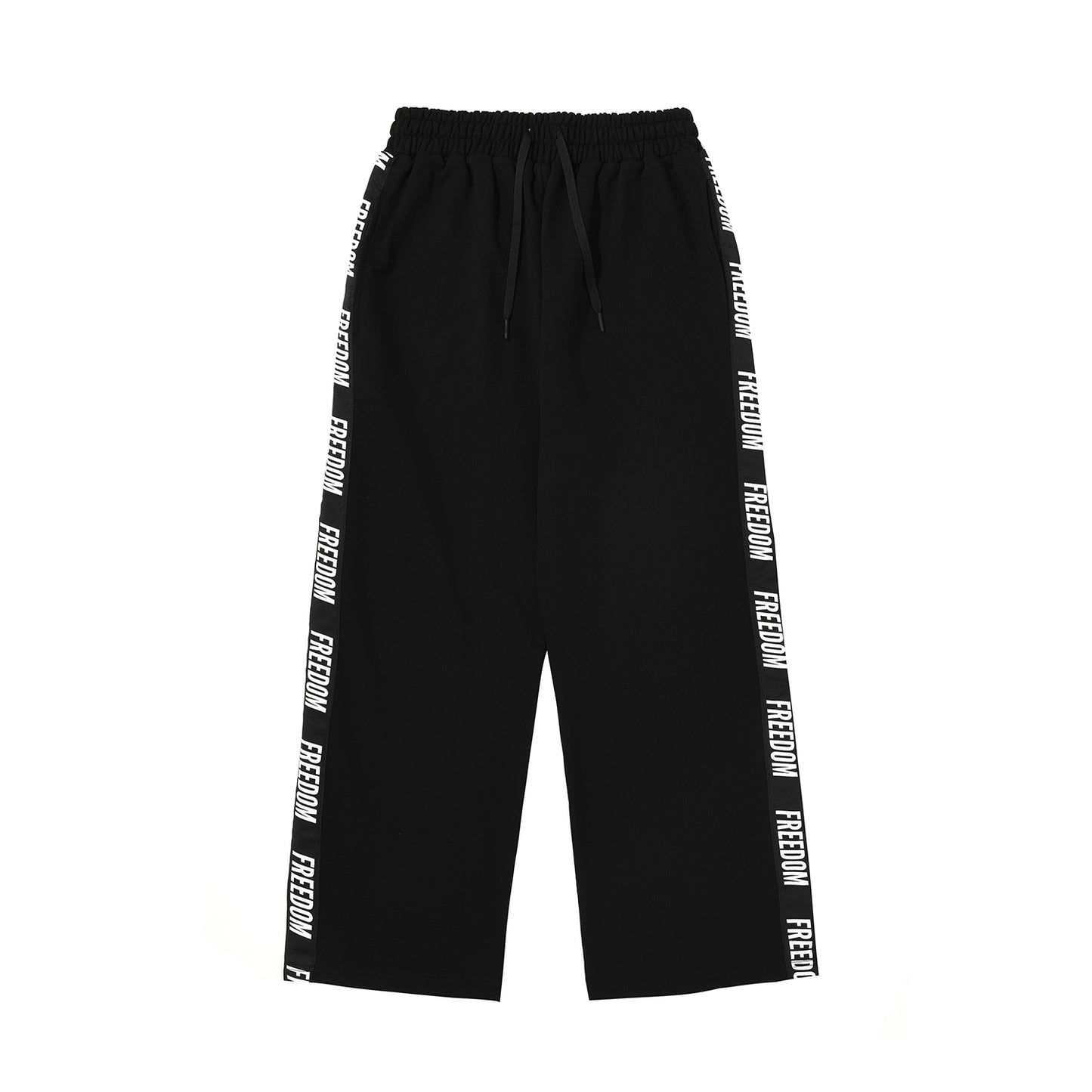 Freedom Lettering Cotton Pants (Black)