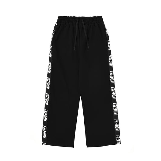 Freedom Lettering Cotton Pants (Black)