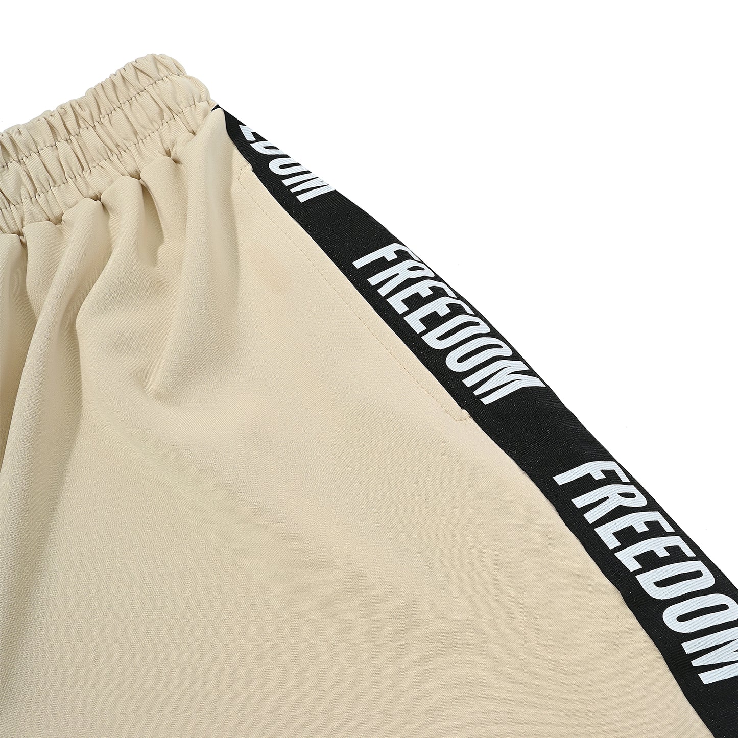 Freedom Lettering Bermuda Shorts (Cream/White)