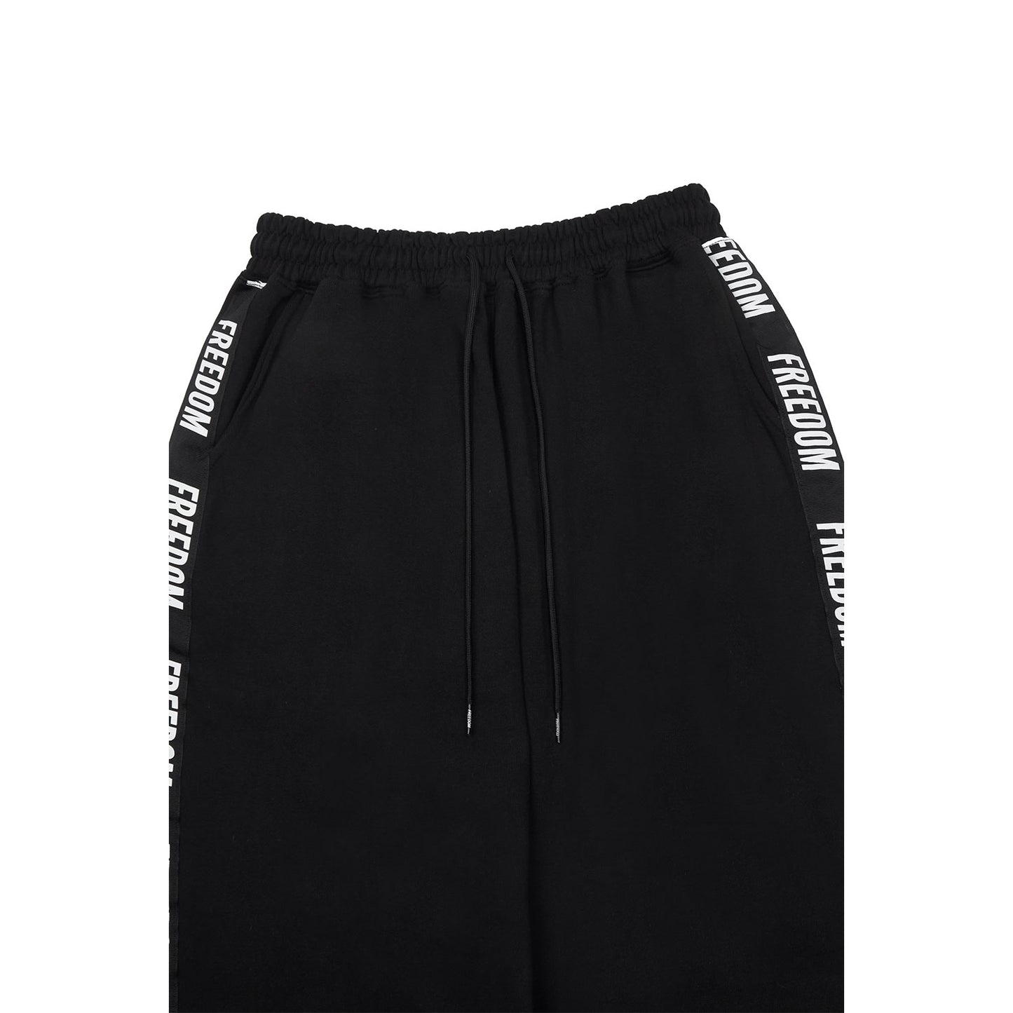 Freedom Lettering Cotton Pants (Black)