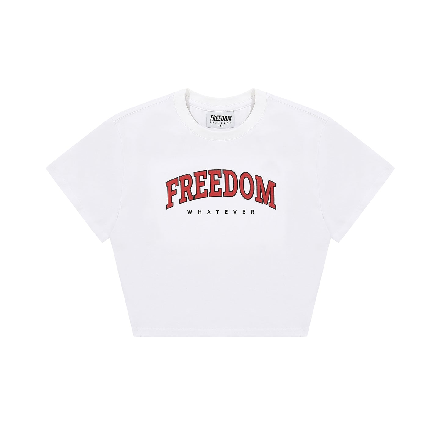 Freedom arch logo semiover fit crop T-shirt (white/red)