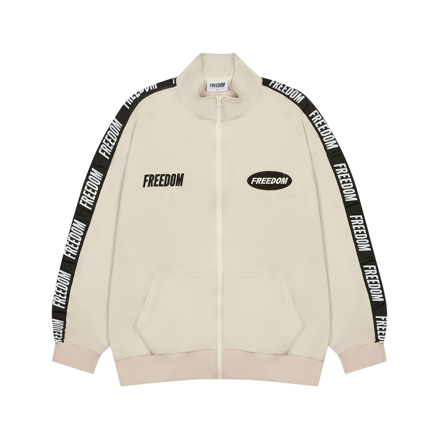 Freedom lettering jersey jacket (cream)