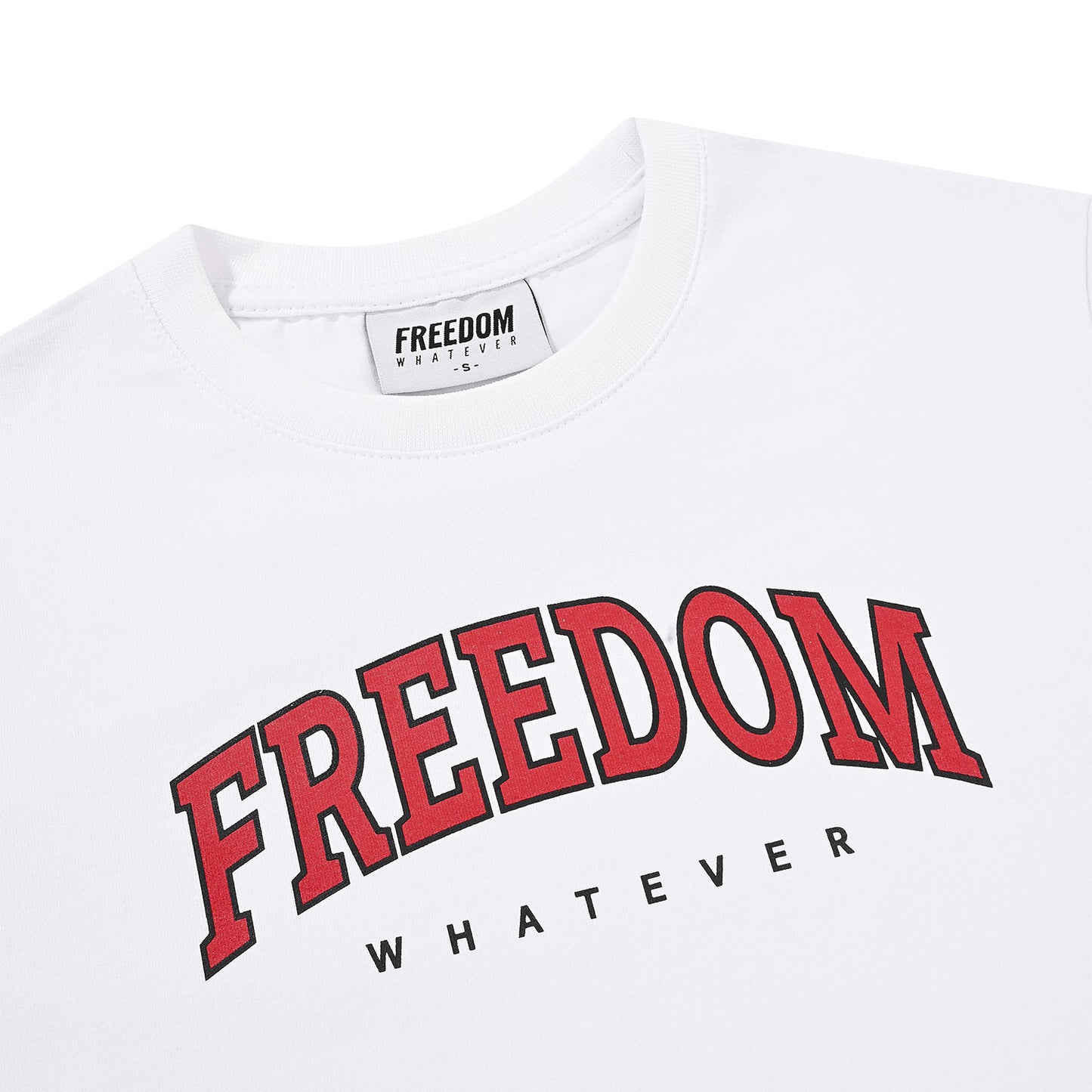 Freedom arch logo semiover fit crop T-shirt (white/red)