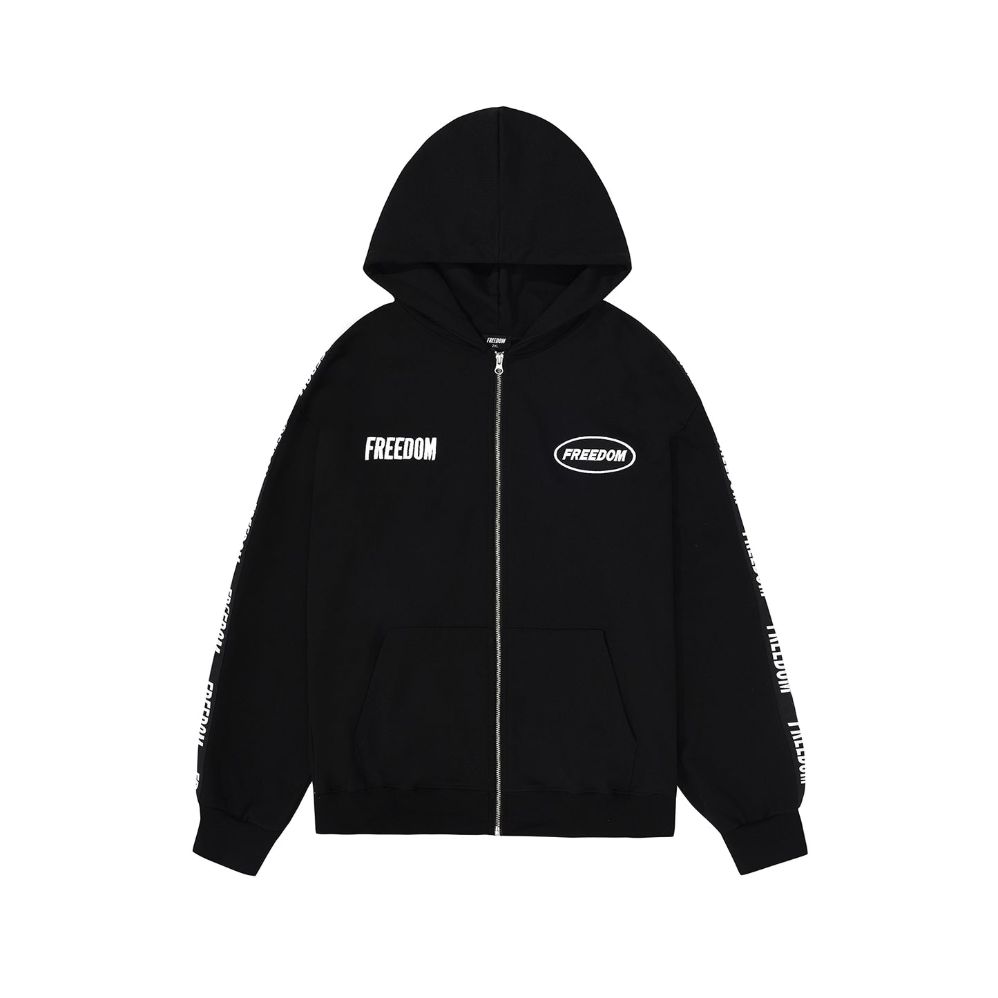 Freedom Lettering Hood Zip-up (Black)