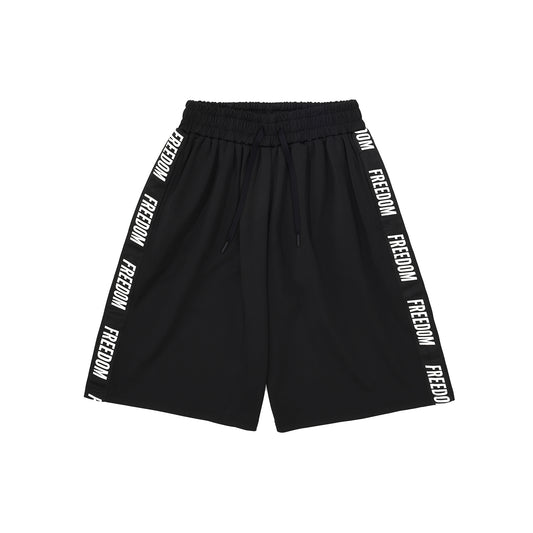 Freedom Lettering Bermuda Shorts (Black/White)