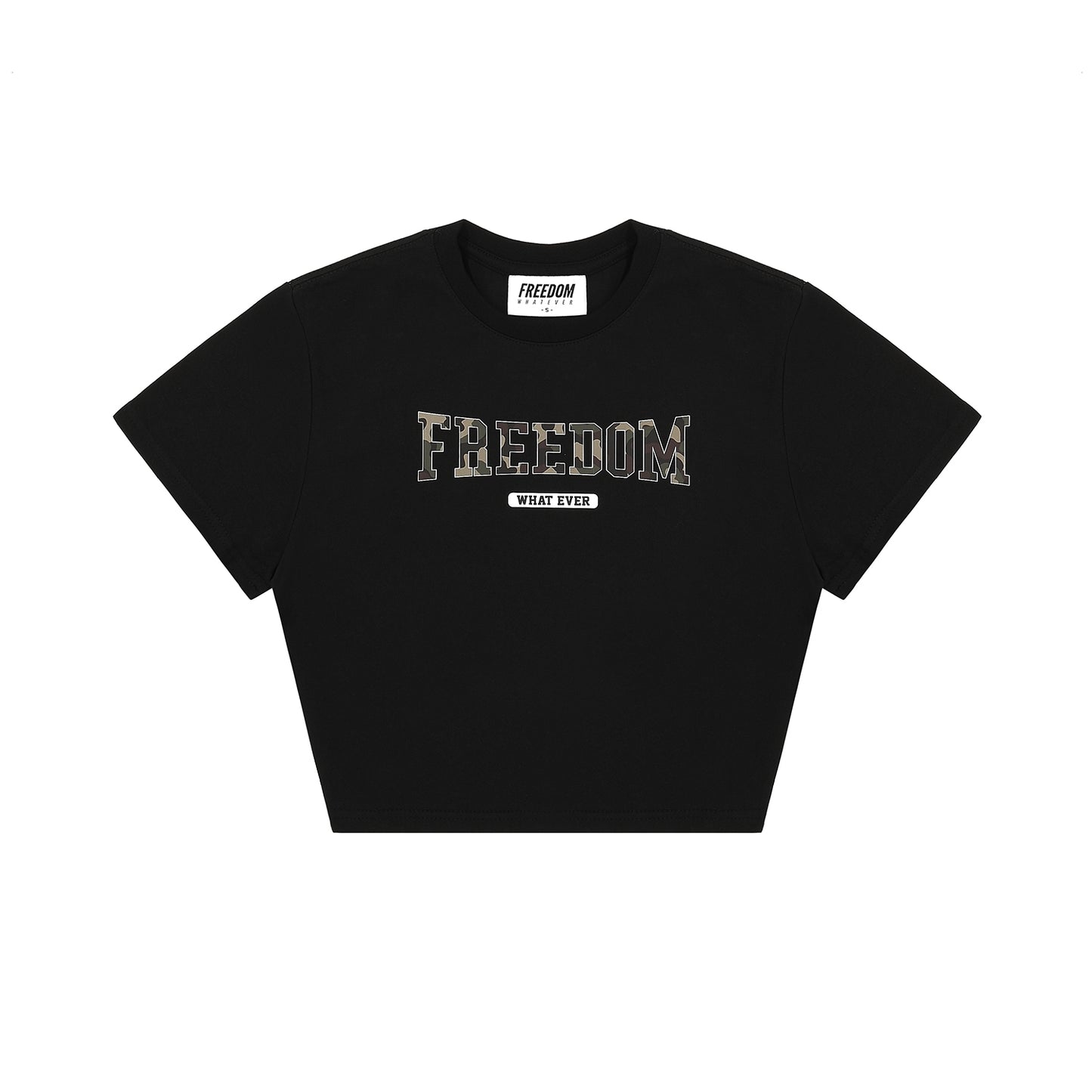 Freedom Camo Logo Semiover Fit Crop T-shirt (Black)