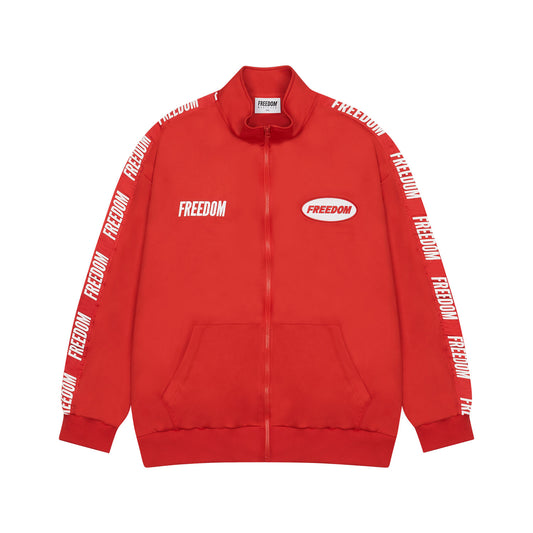 Freedom lettering jersey jacket (red)